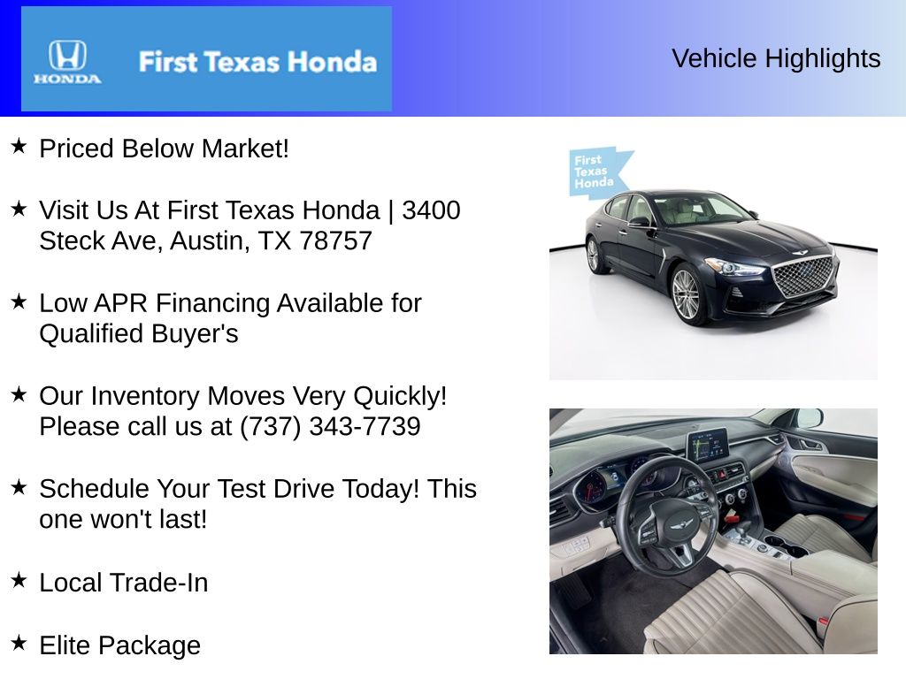 Used Car 2020 Genesis G70  2.0t For Sale Under $25,000 In Austin, Texas