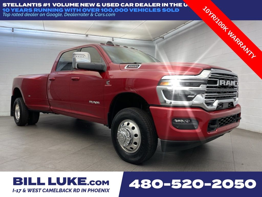 Molten Red Pearlcoat 2026 RAM 3500 Laramie Crew Cab LB DRW 4WD Pickup Truck Four-Wheel Drive 8-Speed Automatic