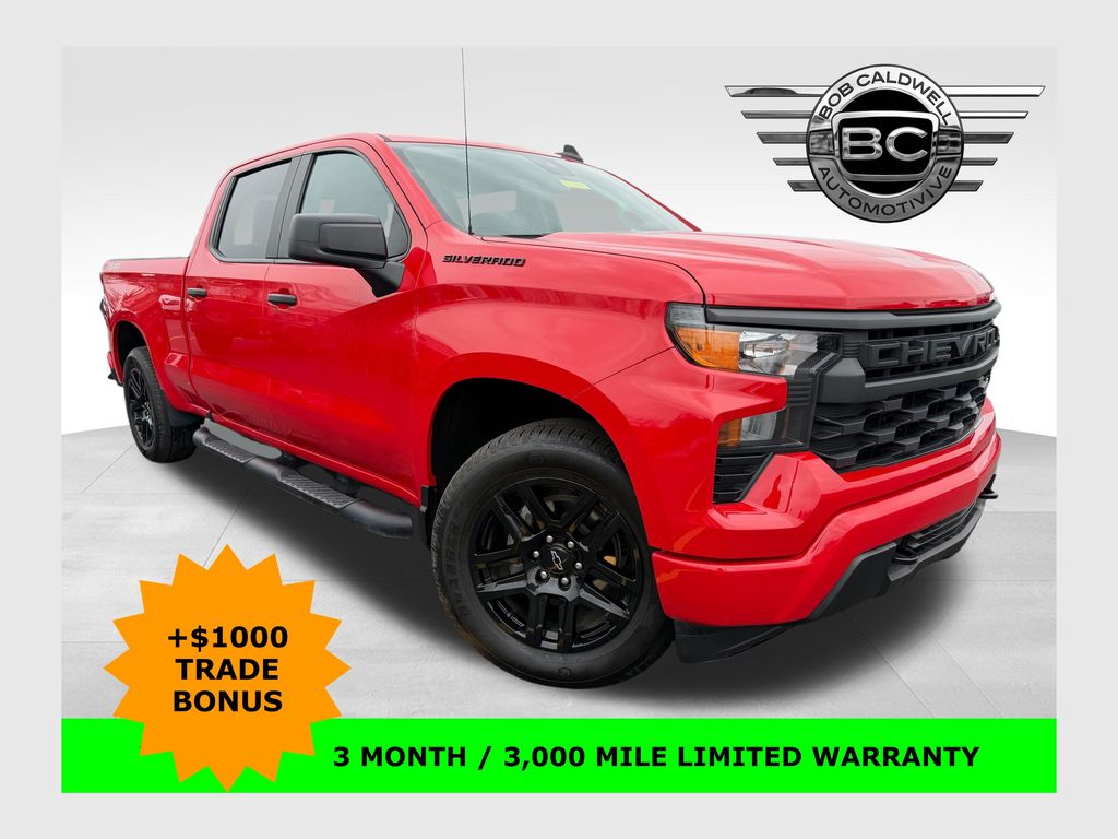 Red 2024 Chevrolet Silverado 1500 Custom Crew Cab 4WD Pickup Truck Four-Wheel Drive 8-Speed Automatic