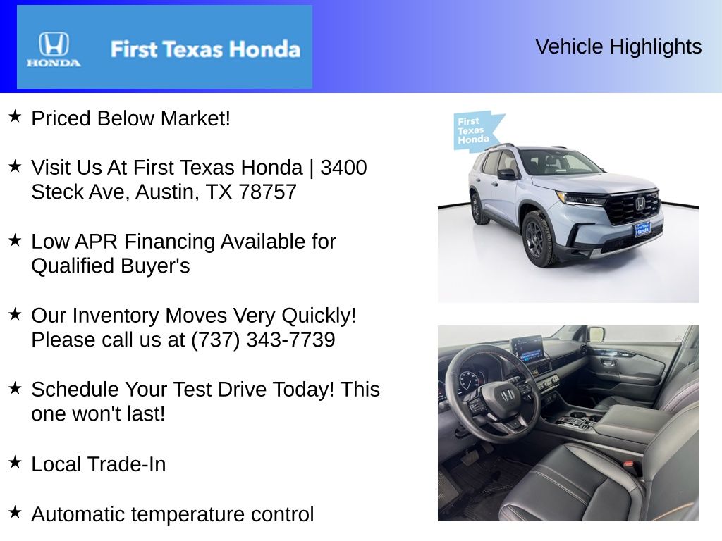 Used Car 2025 Honda Pilot  Trailsport For Sale Under $50,000 In Austin, Texas