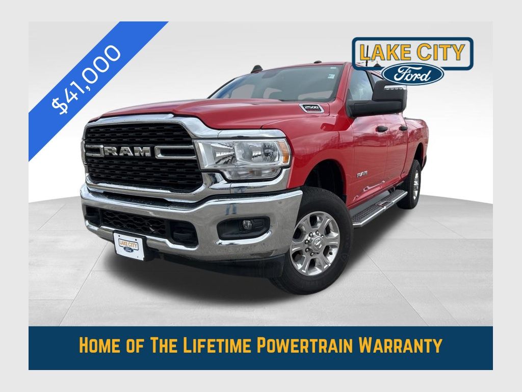 Flame Red Clearcoat 2024 RAM 2500 Big Horn Crew Cab 4WD Pickup Truck Four-Wheel Drive 8-Speed Automatic