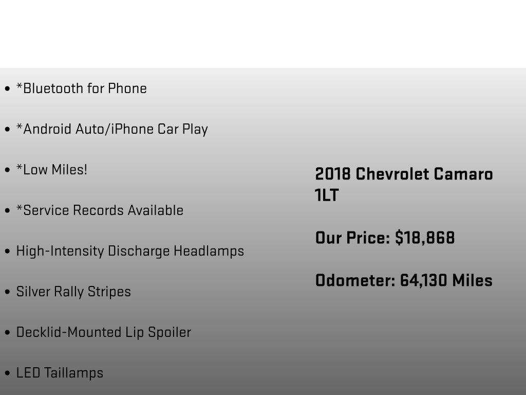 2018 Chevrolet Camaro 1LT White at Audi Porsche Sewickley
