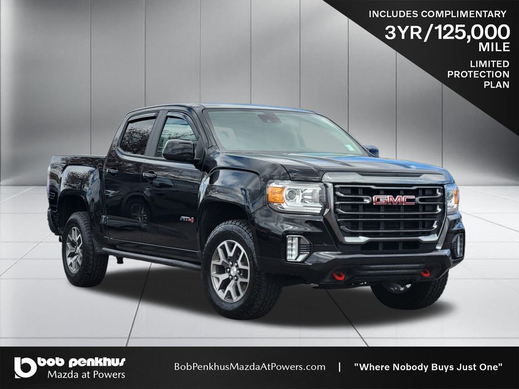 Onyx Black 2021 GMC Canyon AT4 Crew Cab 4WD with Cloth Pickup Truck Four-Wheel Drive 8-Speed Automatic