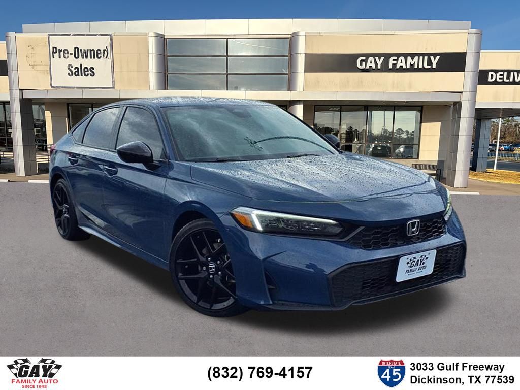 Blue 2025 Honda Civic Sport FWD Sedan Front-Wheel Drive Continuously Variable Transmission