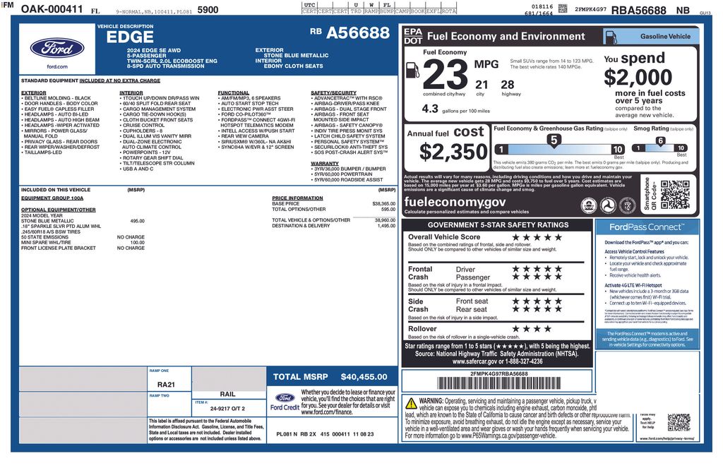 New 2024 Blue Ford SE image 8
