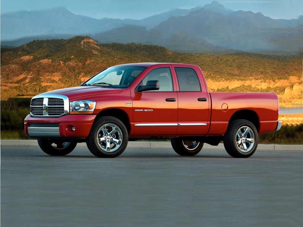 Flame Red Clearcoat 2008 Dodge RAM 1500 Pickup Truck Four-Wheel Drive 5-Speed Automatic