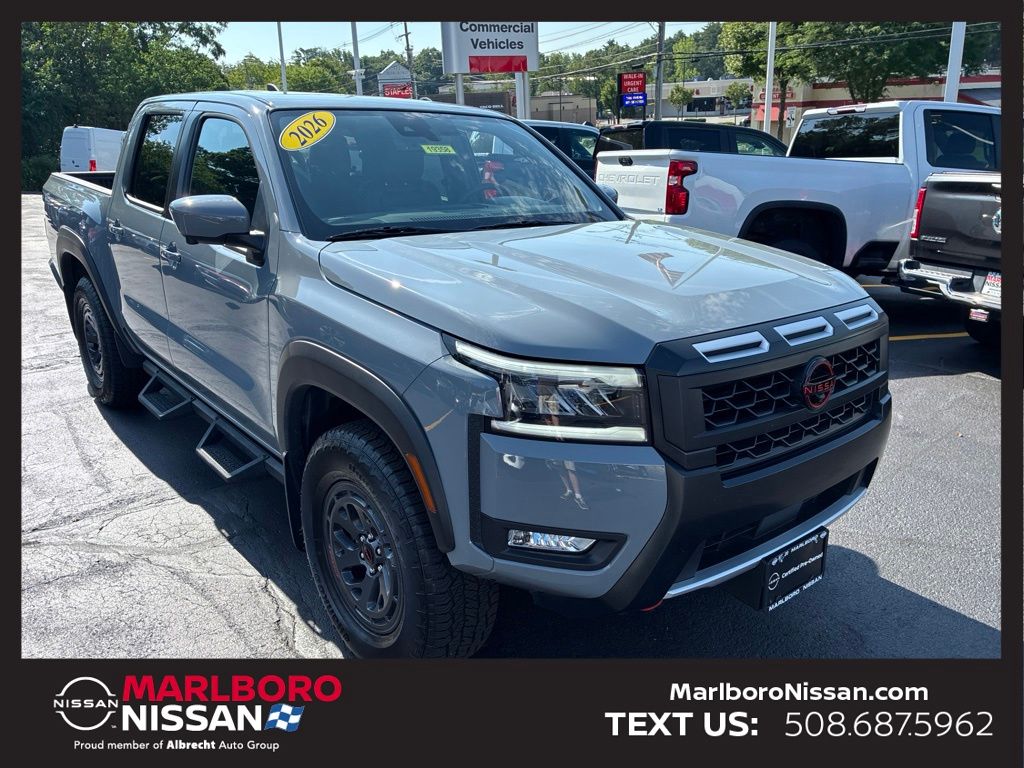 Boulder Gray Pearl 2026 Nissan Frontier Pickup Truck Four-Wheel Drive 9-Speed Automatic Overdrive