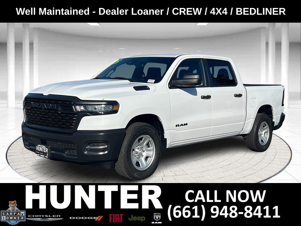 Bright White Clearcoat 2025 RAM 1500 Tradesman Crew Cab 4WD Pickup Truck Four-Wheel Drive 8-Speed Automatic