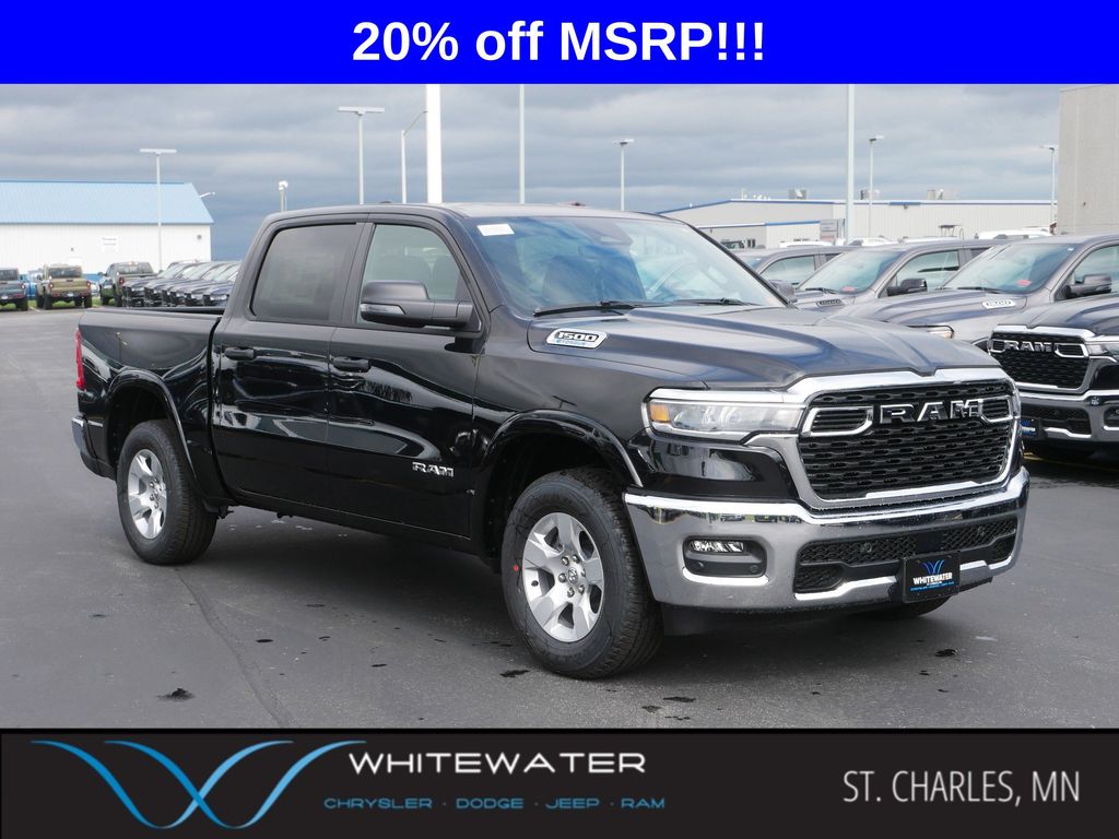 Diamond Black Crystal Pearlcoat 2025 RAM 1500 Big Horn Crew Cab 4WD Pickup Truck Four-Wheel Drive 8-Speed Automatic