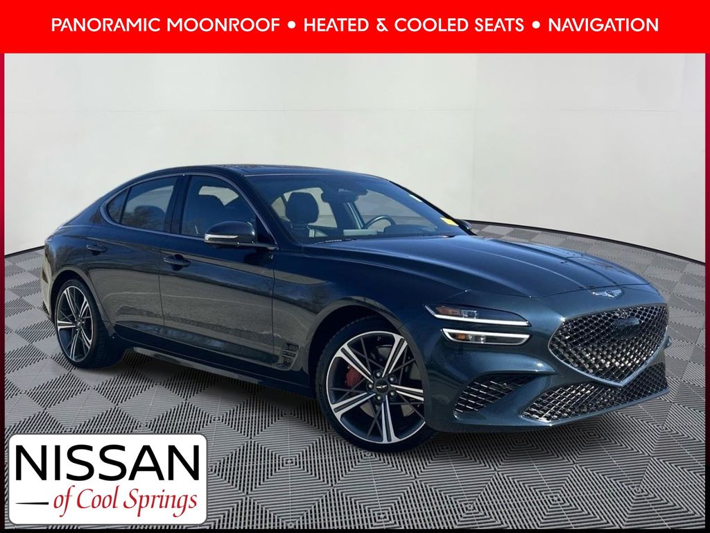 Blue 2025 Genesis G70 3.3T Sport Prestige RWD Sedan Rear-Wheel Drive 8-Speed Automatic