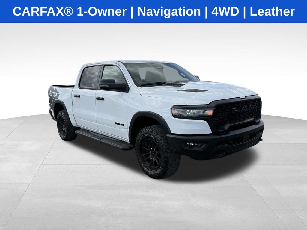 Bright White Clearcoat 2025 RAM 1500 Rebel Crew Cab 4WD Pickup Truck Four-Wheel Drive 8-Speed Automatic