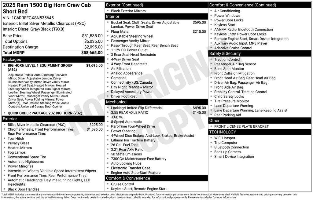 Used 2025 Ram 1500 Big Horn/Lone Star 4D Crew Cab