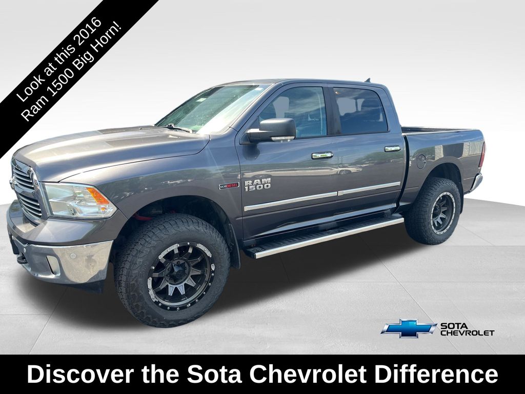 Gray (Granite Crystal Metallic Clearcoat) 2016 RAM 1500 Big Horn Crew Cab 4WD Pickup Truck Four-Wheel Drive 8-Speed Automatic