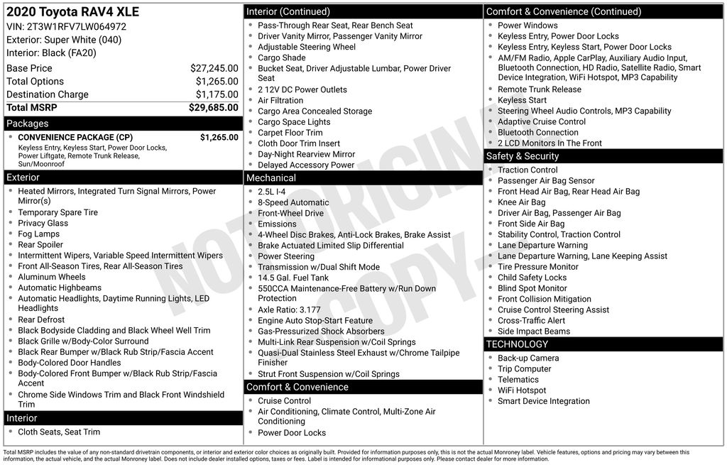 Certified Used 2020 White Toyota XLE image 3
