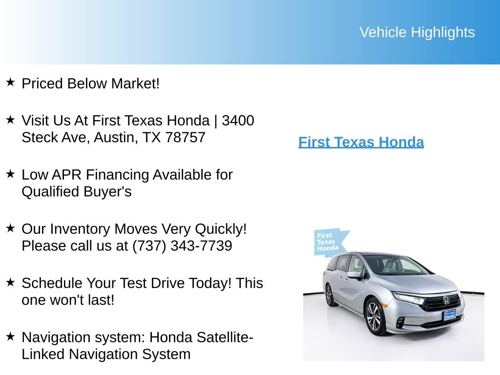 Used Car 2021 Honda Odyssey  Touring For Sale Under $30,000 In Austin, Texas