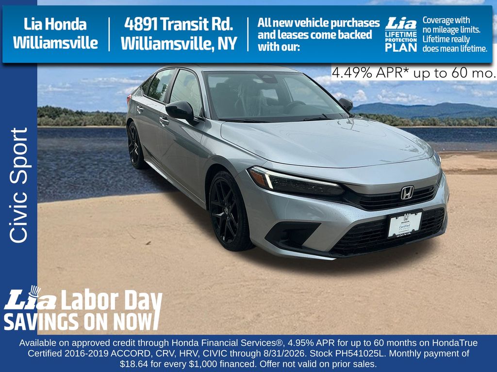 Lunar Silver Metallic 2023 Honda Civic Sedan Front-Wheel Drive Continuously Variable Transmission