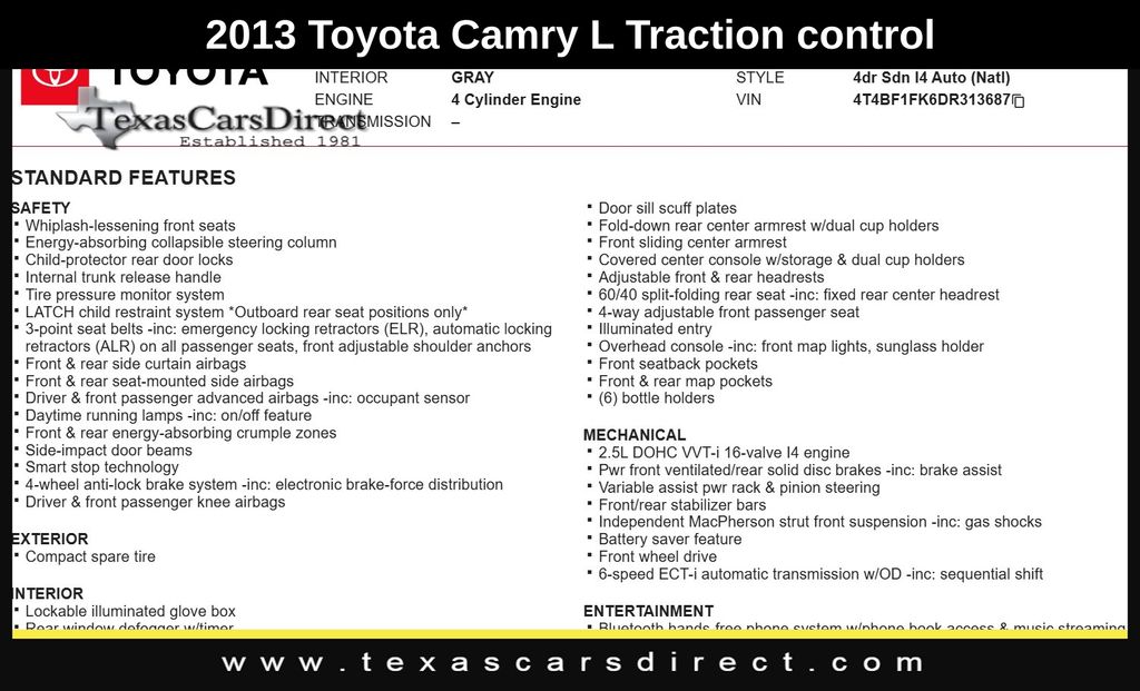 2013 Toyota Camry L 11