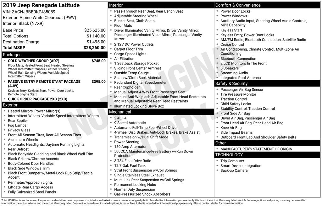 Used Car 2019 Jeep Renegade  Latitude For Sale Under $20,000 In Austin, Texas