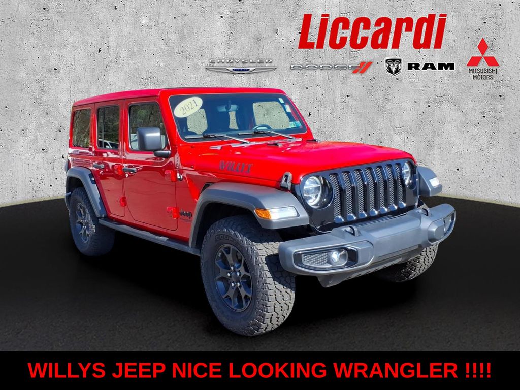 Firecracker Red Clearcoat 2021 Jeep Wrangler Unlimited Willys 4WD SUV / Crossover Four-Wheel Drive 6-Speed Manual
