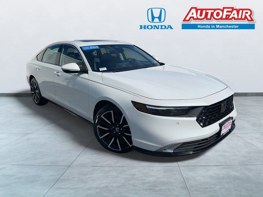 White 2024 Honda Accord Hybrid Sedan Front-Wheel Drive Continuously Variable Transmission
