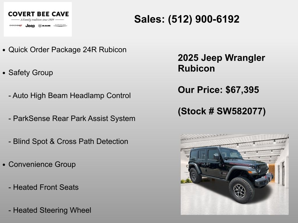 New Car 2025 Jeep Wrangler  Rubicon For Sale Under $70,000 In Austin, Texas
