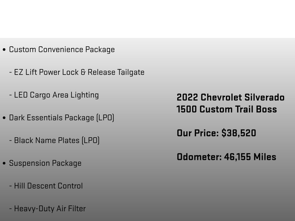 2022 Chevrolet Silverado 1500 Custom Trail Boss White at Carlisle Cadillac Buick GMC