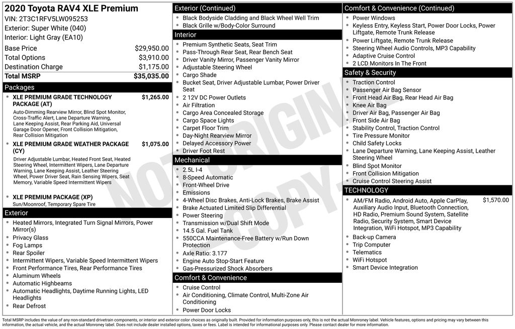 Certified Used 2020 White Toyota XLE Premium image 5