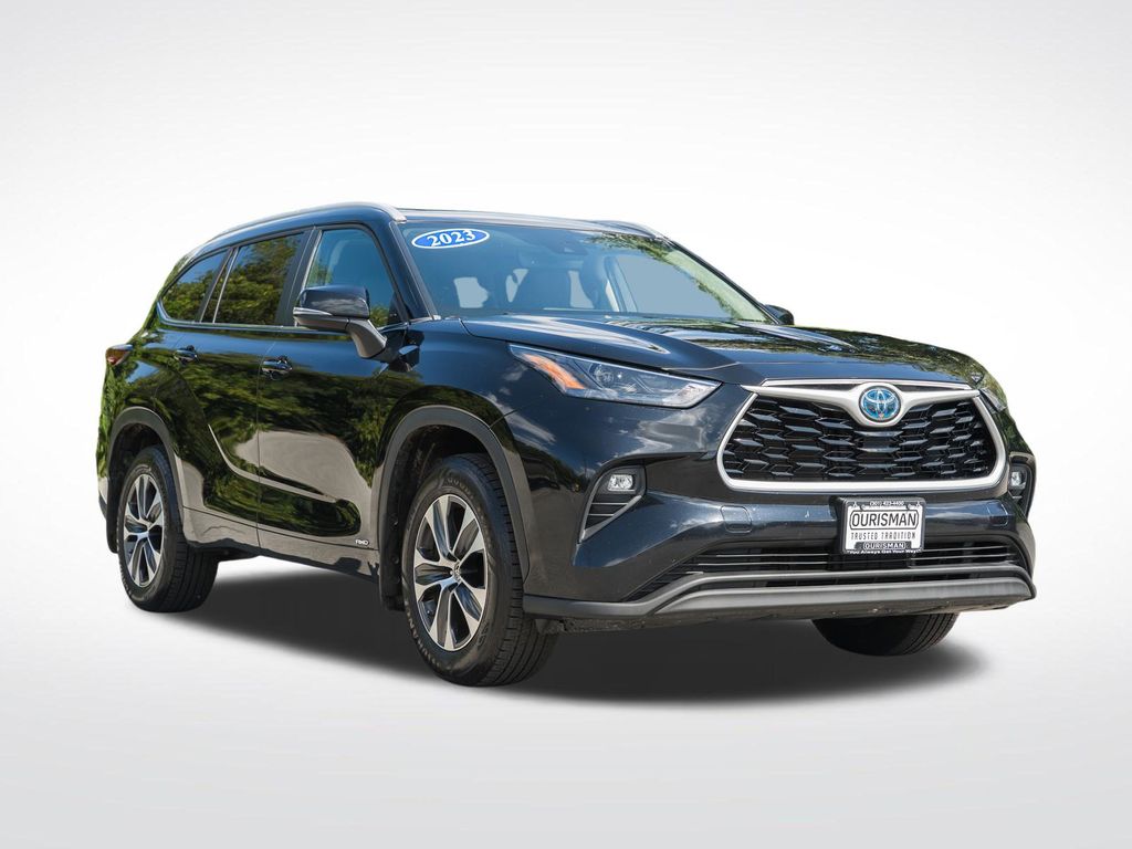 Midnight Black Metallic 2023 Toyota Highlander Hybrid SUV / Crossover All-Wheel Drive Continuously Variable Transmission