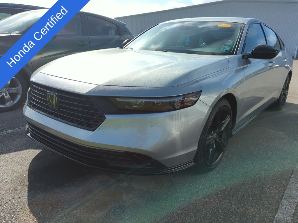 Solar Silver Metallic 2024 Honda Accord Hybrid Sport-L FWD Sedan Front-Wheel Drive Continuously Variable Transmission