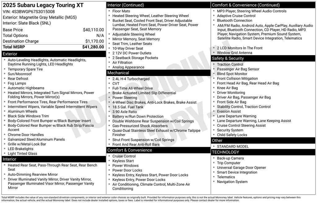 Certified Used 2025 Gray Subaru Touring XT image 24