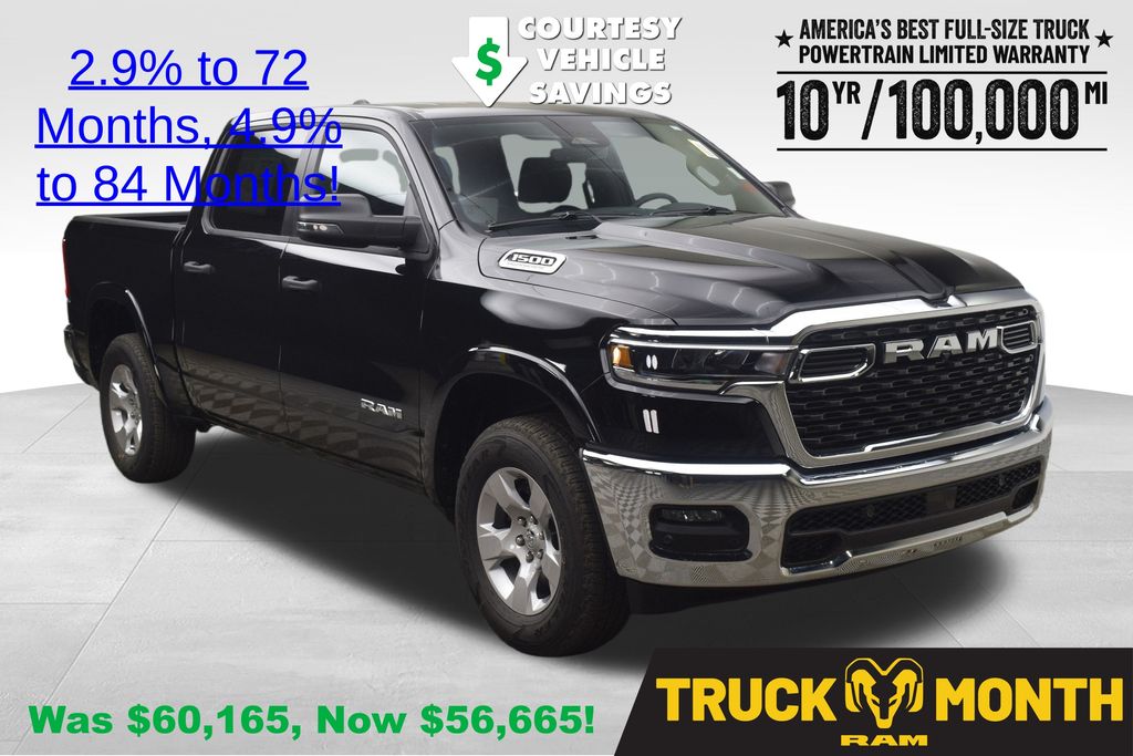 Diamond Black Crystal Pearlcoat 2026 RAM 1500 Big Horn Crew Cab 4WD Pickup Truck Four-Wheel Drive 8-Speed Automatic