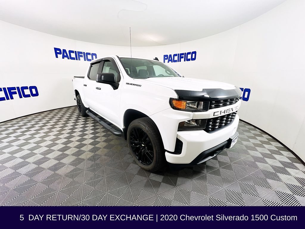 Summit White 2020 Chevrolet Silverado 1500 Custom Crew Cab 4WD Pickup Truck Four-Wheel Drive 8-Speed Automatic