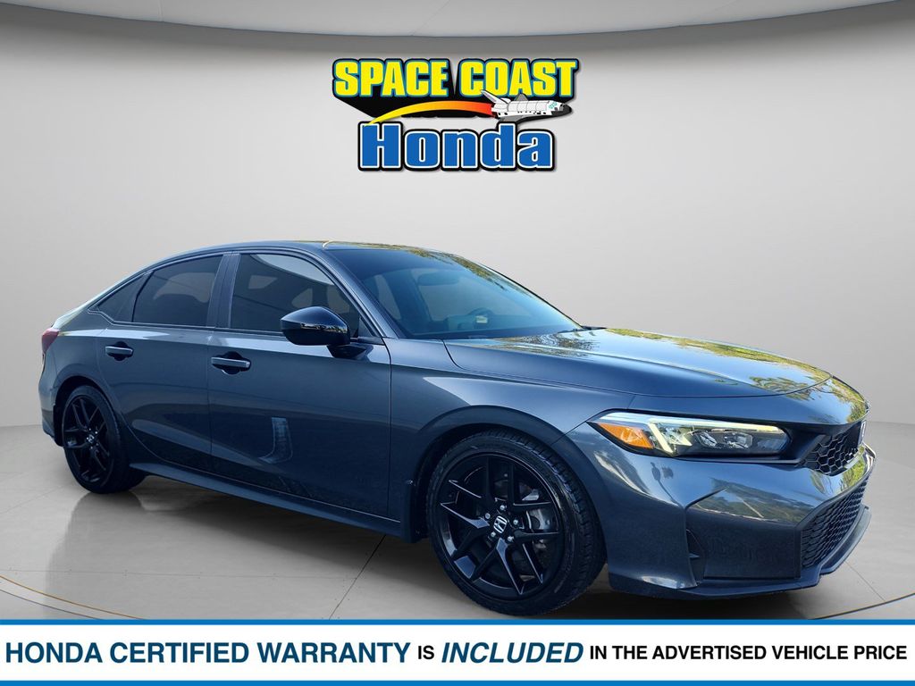 Meteorite Gray Metallic 2025 Honda Civic Sedan Front-Wheel Drive Continuously Variable Transmission