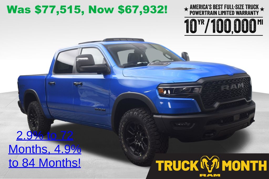 Hydro Blue Pearlcoat 2026 RAM 1500 Rebel Crew Cab 4WD Pickup Truck Four-Wheel Drive 8-Speed Automatic
