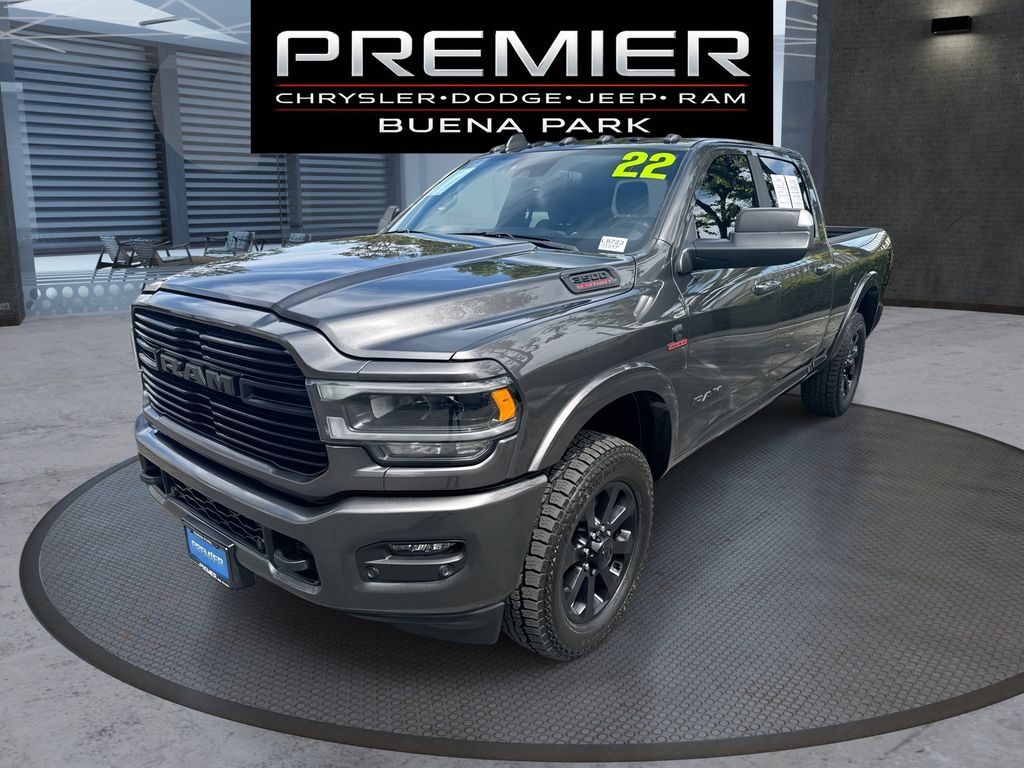Gray (Granite Crystal Metallic Clearcoat) 2022 RAM 3500 Laramie Crew Cab 4WD Pickup Truck Four-Wheel Drive 6-Speed Automatic