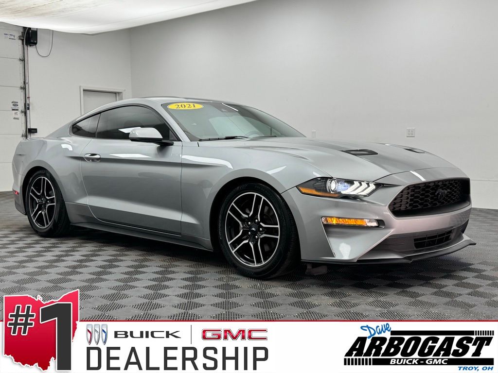Silver 2021 Ford Mustang EcoBoost Premium Coupe RWD Coupe Rear-Wheel Drive Automatic