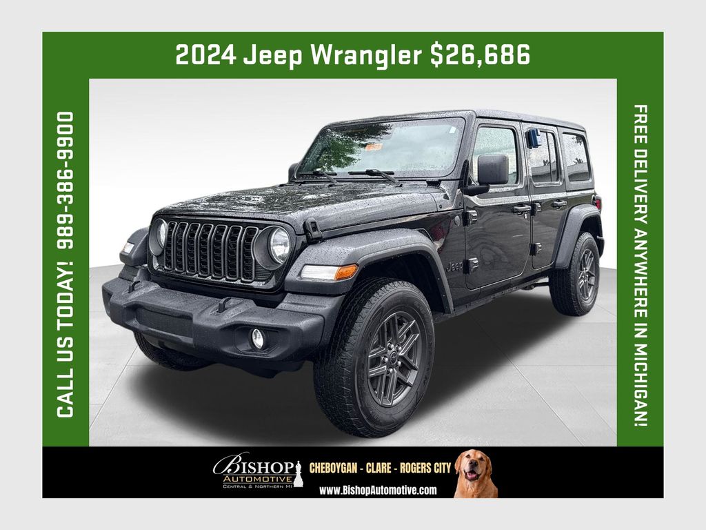 Black Clearcoat 2024 Jeep Wrangler SUV / Crossover Four-Wheel Drive 8-Speed Automatic