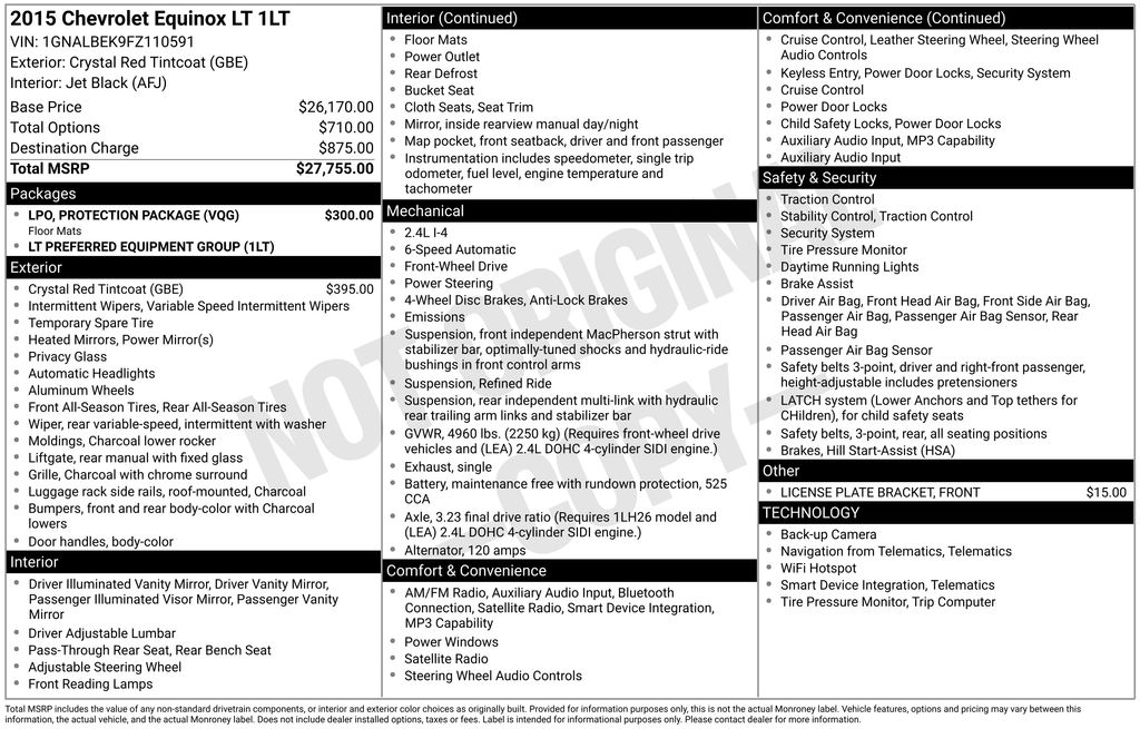 2015 Chevrolet Equinox LT Red at Durrett Motor Company