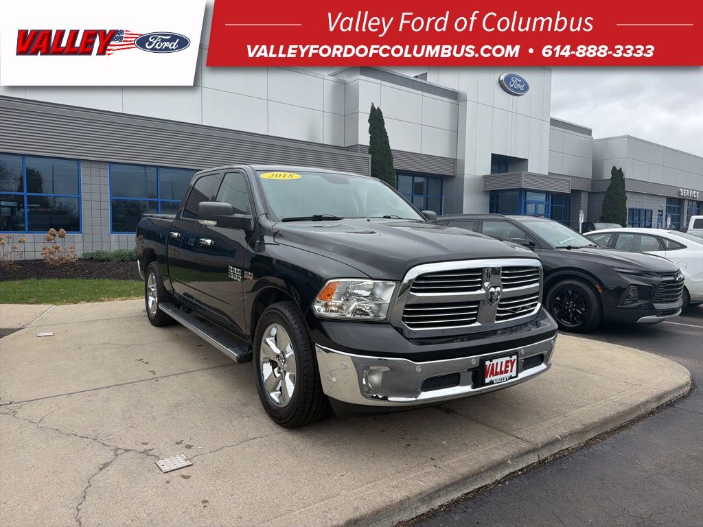 Brilliant Black Crystal Pearlcoat 2018 RAM 1500 Big Horn Crew Cab RWD Pickup Truck 4X2 8-Speed Automatic