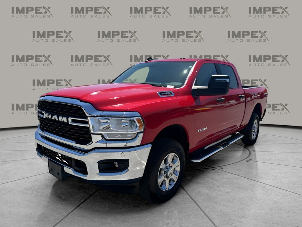 Flame Red Clearcoat 2024 RAM 2500 Big Horn Crew Cab 4WD Pickup Truck Four-Wheel Drive 8-Speed Automatic