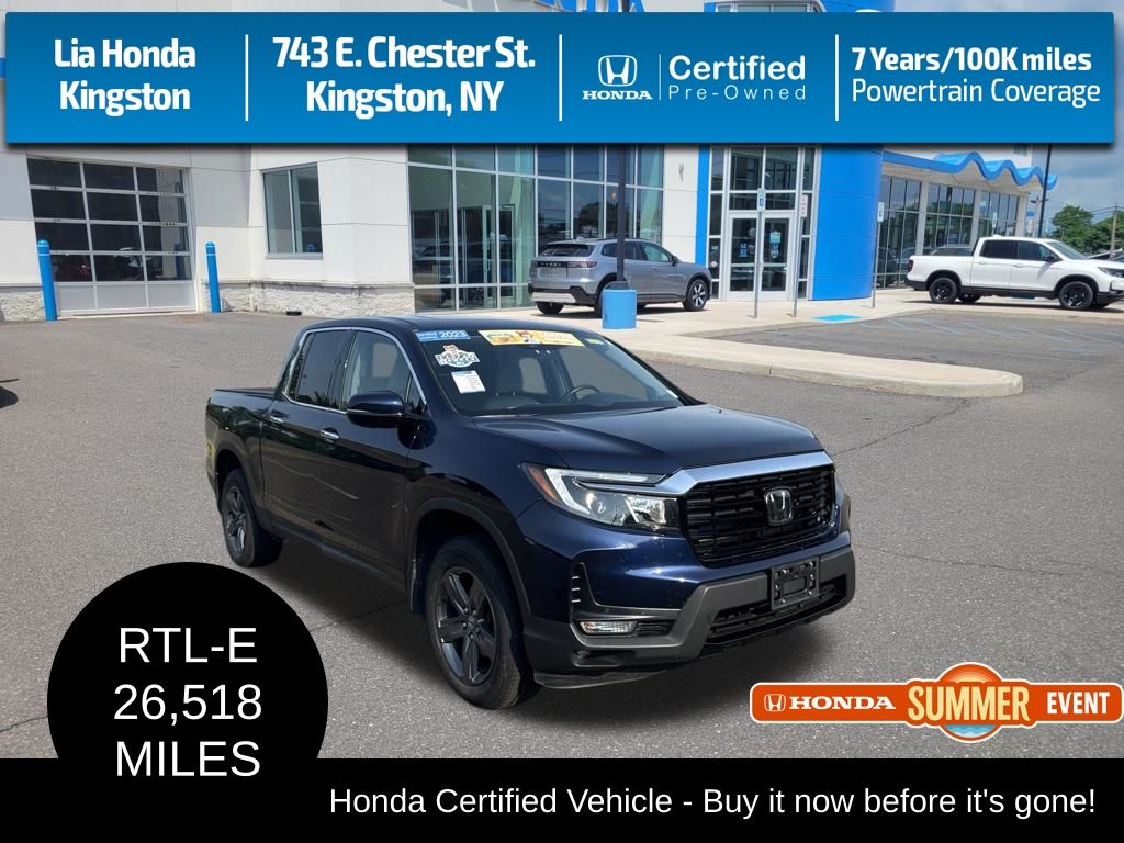 Black (Obsidian Blue Pearl) 2023 Honda Ridgeline Pickup Truck All-Wheel Drive 9-Speed Automatic