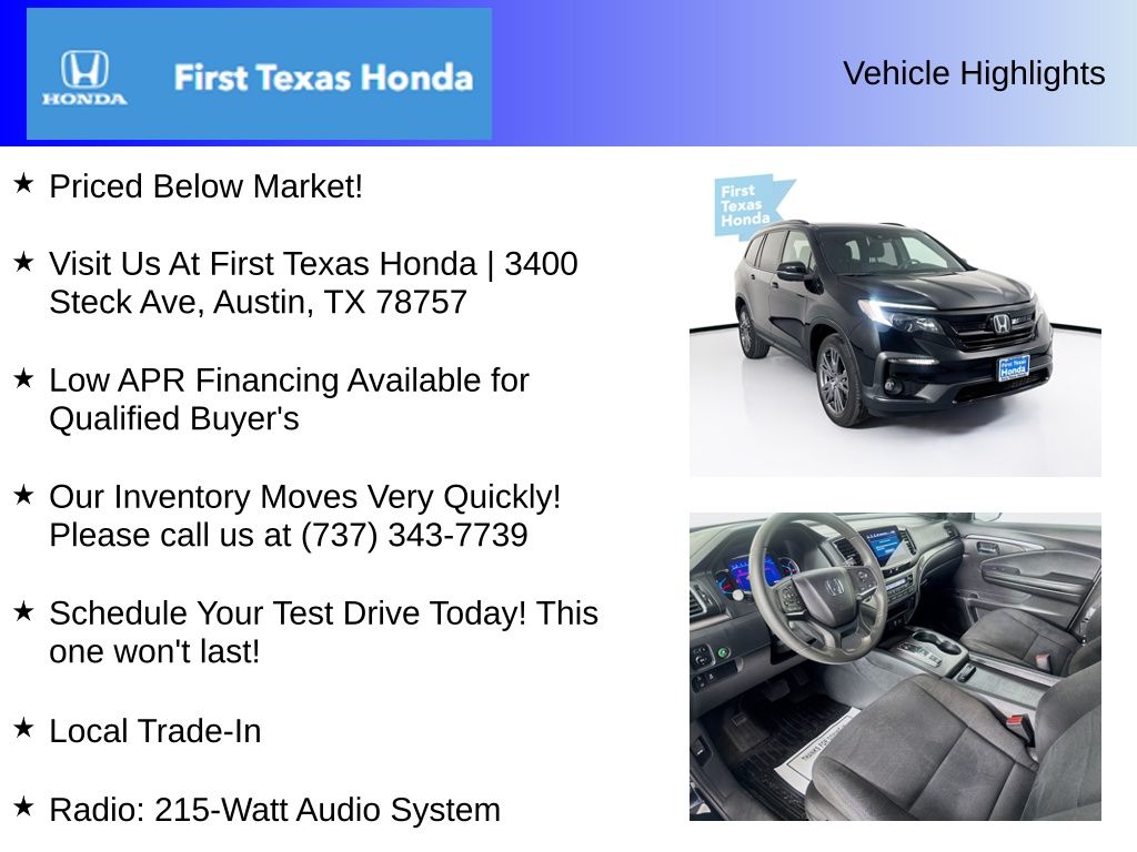 Used Car 2022 Honda Pilot  Sport For Sale Under $30,000 In Austin, Texas