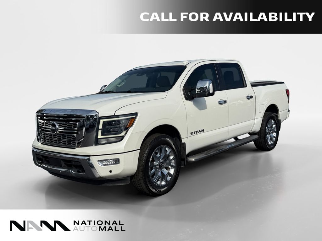 Pearl White Metallic 2021 Nissan Titan Pickup Truck Four-Wheel Drive 9-Speed Automatic