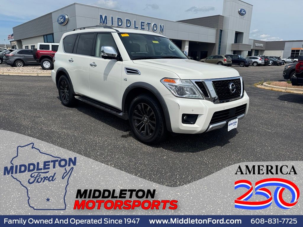 Pearl White 2018 Nissan Armada SUV / Crossover Four-Wheel Drive 7-Speed Automatic