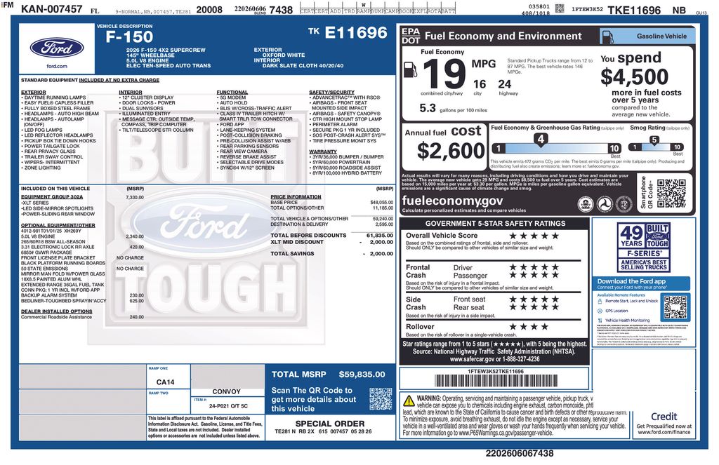 2026 Oxford White Ford F-150 XLT RWD Truck