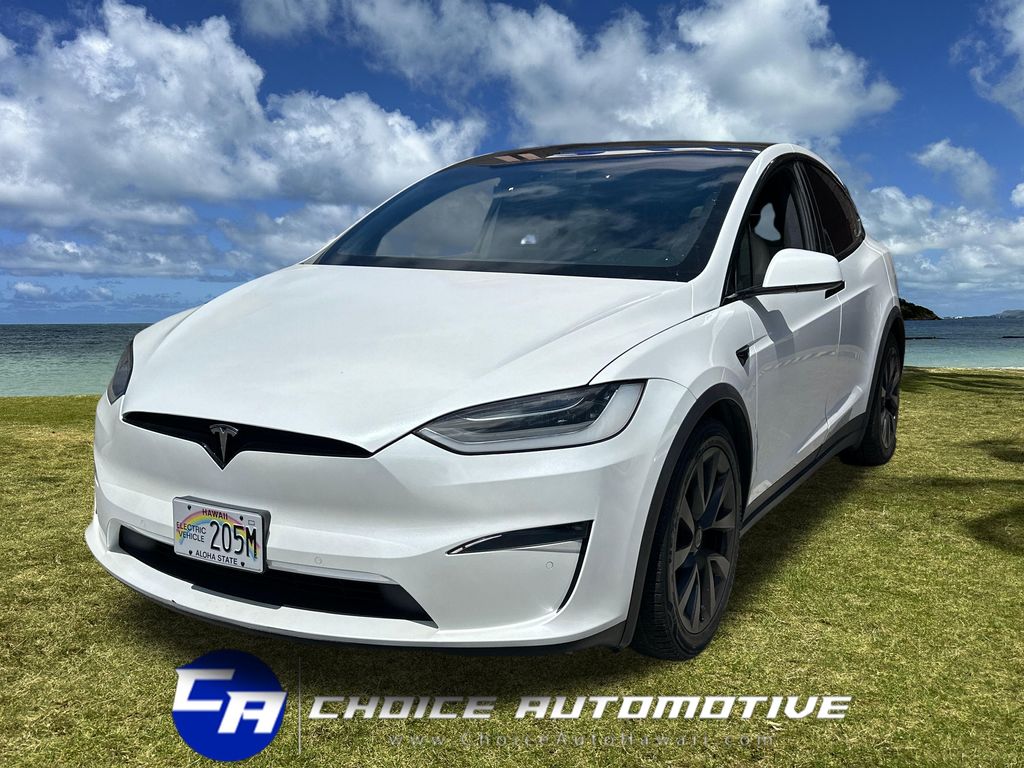 Pearl White Multi-Coat 2022 Tesla Model X AWD SUV / Crossover All-Wheel Drive 1-Speed Automatic