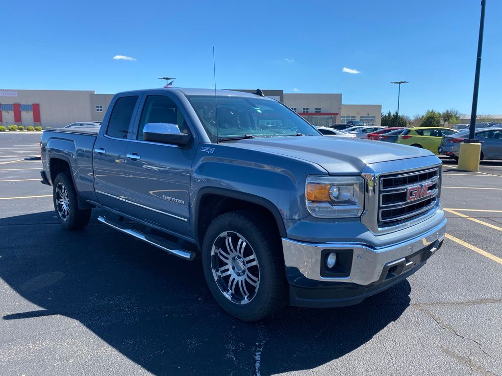 Light Steel Gray Metallic 2015 GMC Sierra 1500 SLT Double Cab 4WD Pickup Truck Four-Wheel Drive 6-Speed Automatic Overdrive