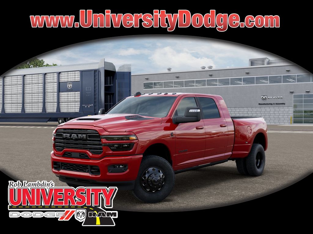 Flame Red Clearcoat 2026 RAM 3500 Laramie Mega Cab DRW 4WD Pickup Truck Four-Wheel Drive 8-Speed Automatic