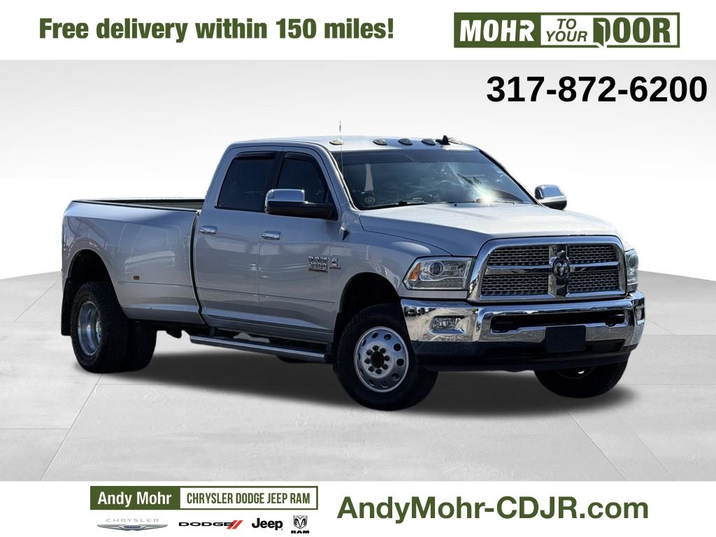 Bright Silver Metallic Clearcoat 2018 RAM 3500 Laramie Crew Cab LB DRW 4WD Pickup Truck Four-Wheel Drive 6-Speed Automatic