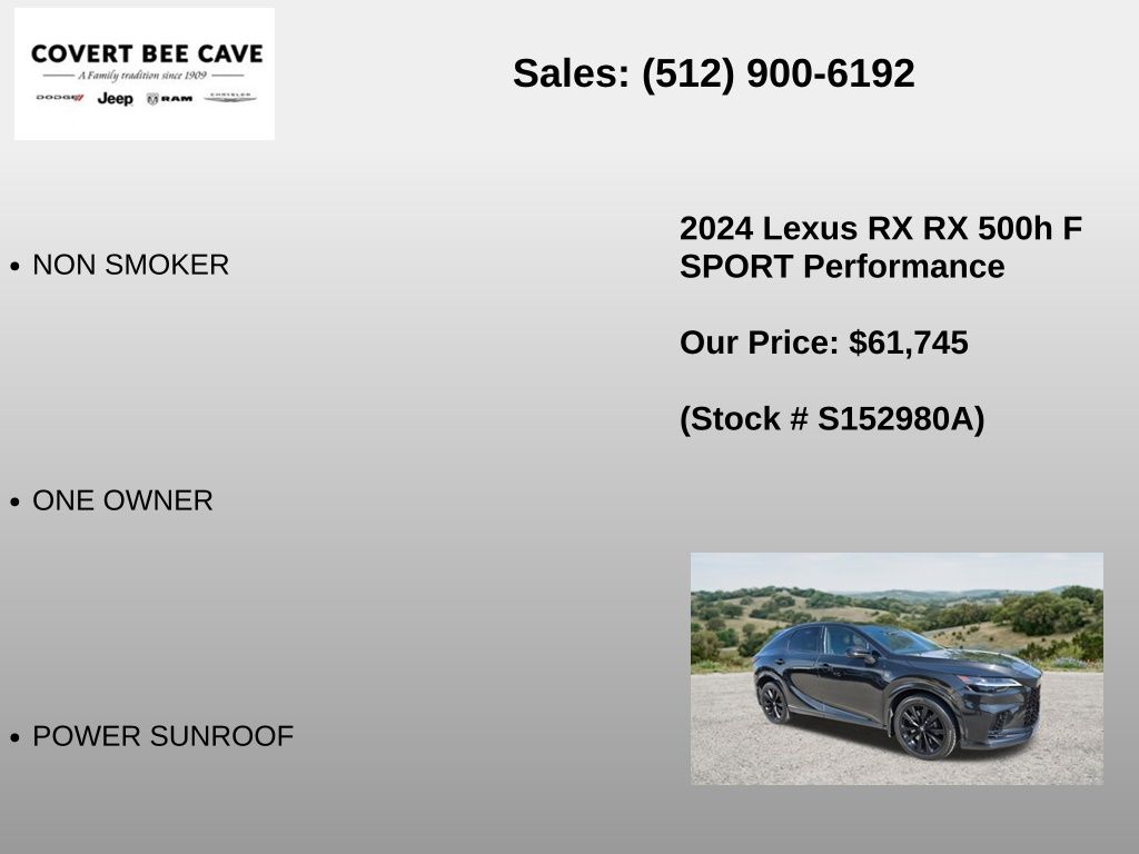 Used Car 2024 Lexus Rx  500h F Sport Performance For Sale Under $70,000 In Austin, Texas
